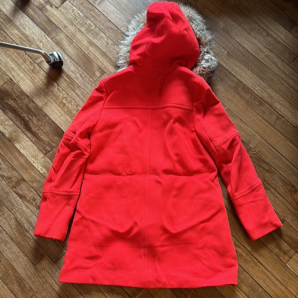 JCrew pea coat with fur hood. Size 6 - Picture 5 of 5